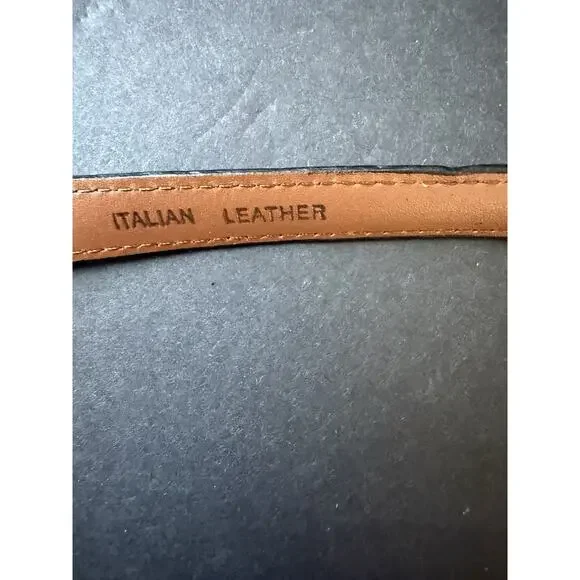 Vintage Terry Stack Italian Leather Pony Hair Belt Size L Brown Animal Print - Picture 4 of 7